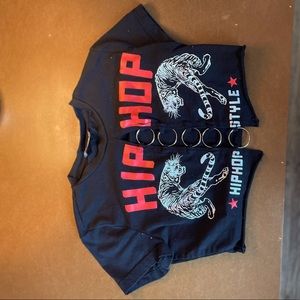 Black crop top with tigers.